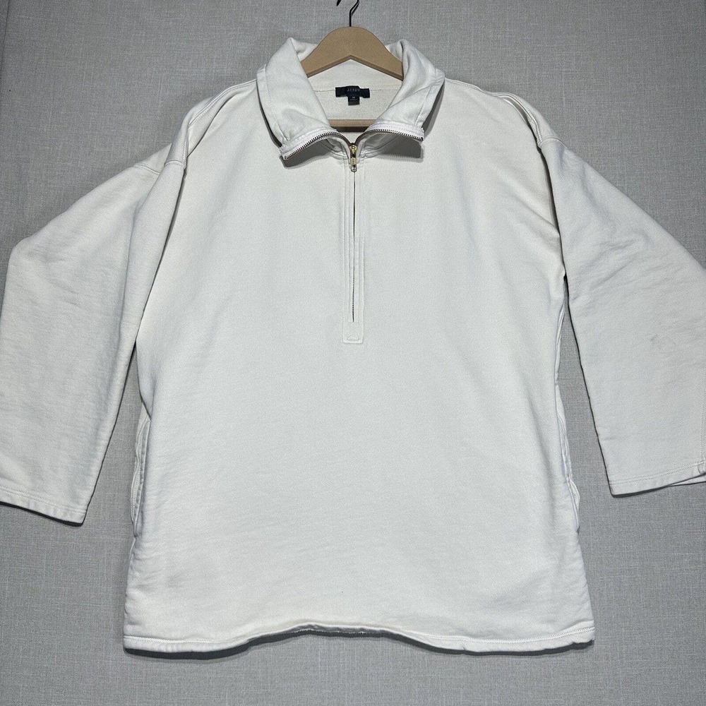 J Crew University Terry Half-Zip Womens M BD657 Oversize Sweatshirt